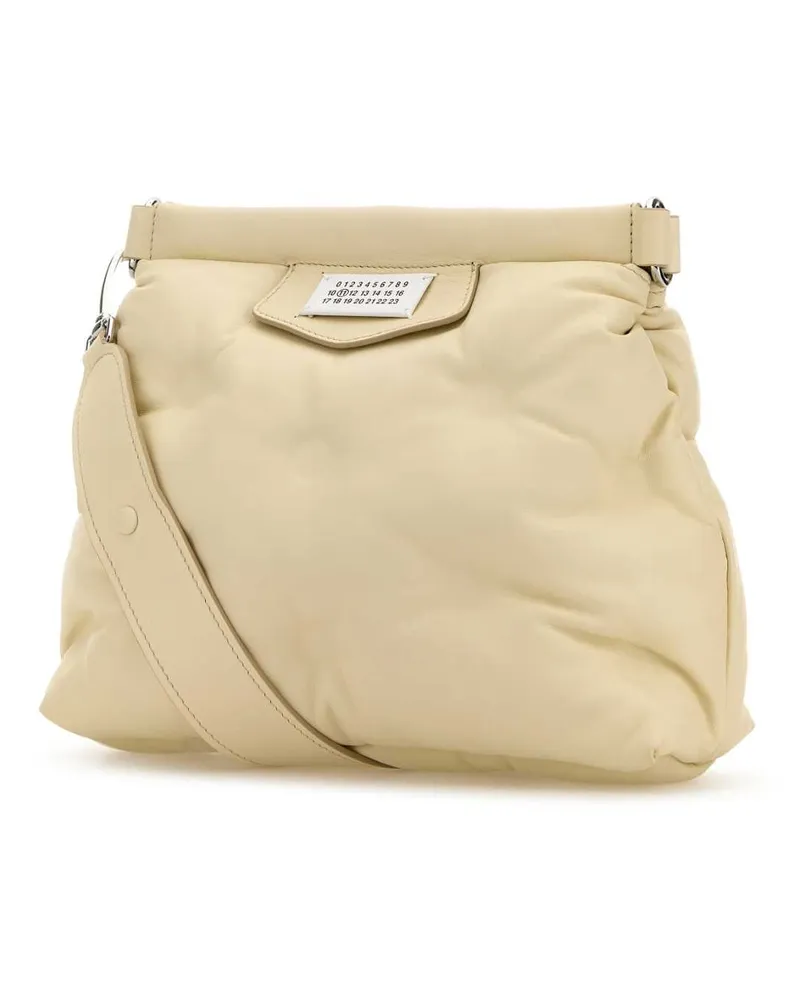 Maison Margiela Women's Ivory Nappa Leather Small Glam Slam Classique Crossbody Bag Toile Borse A Tracolla Beige