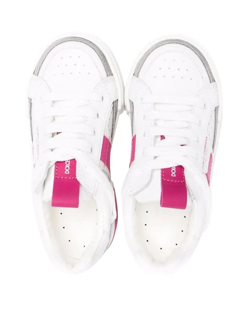 Dolce & Gabbana Low-Top Lace-Up Leather Sneaker — White White