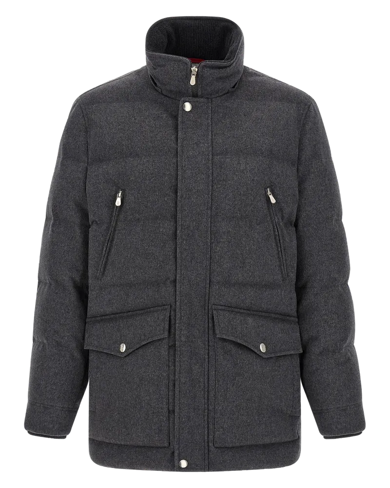 Brunello Cucinelli Men's Gray Wool Parka Clothing Gray