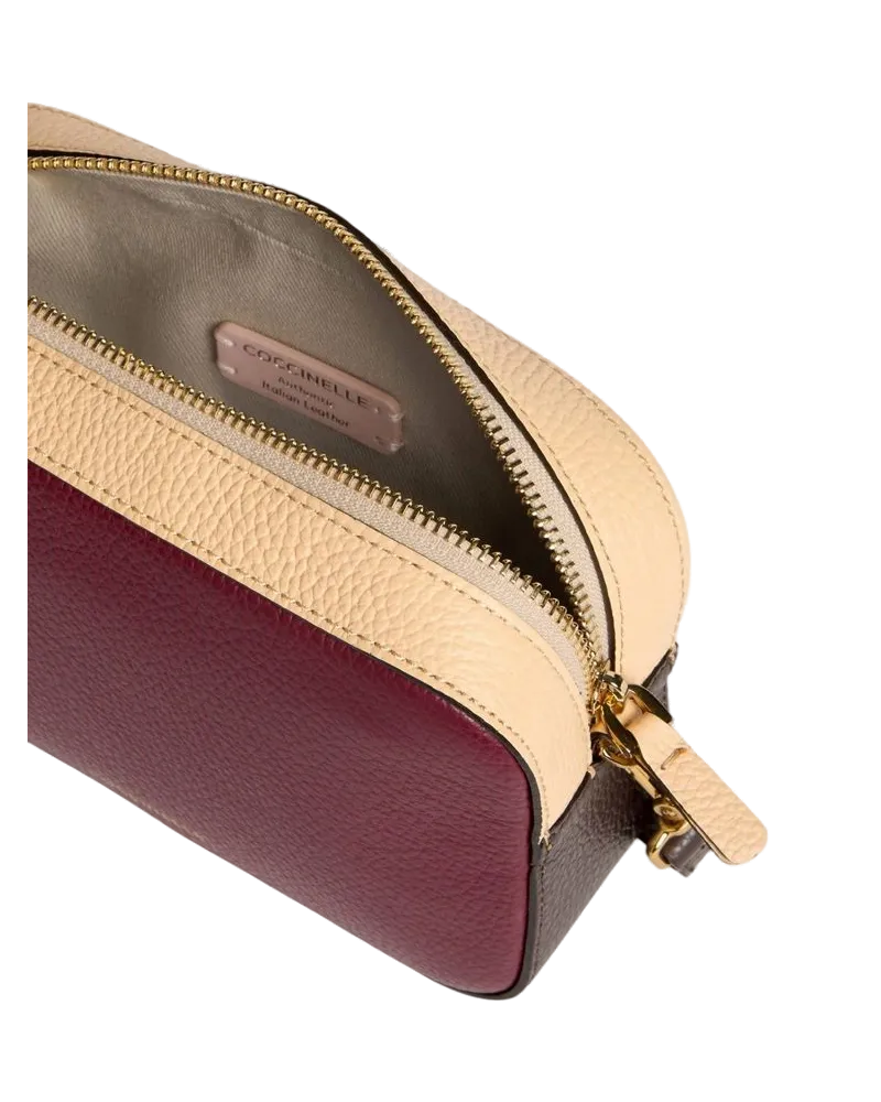 Coccinelle Tebe Tricolor Leather Crossbody Bag — Purple Purple