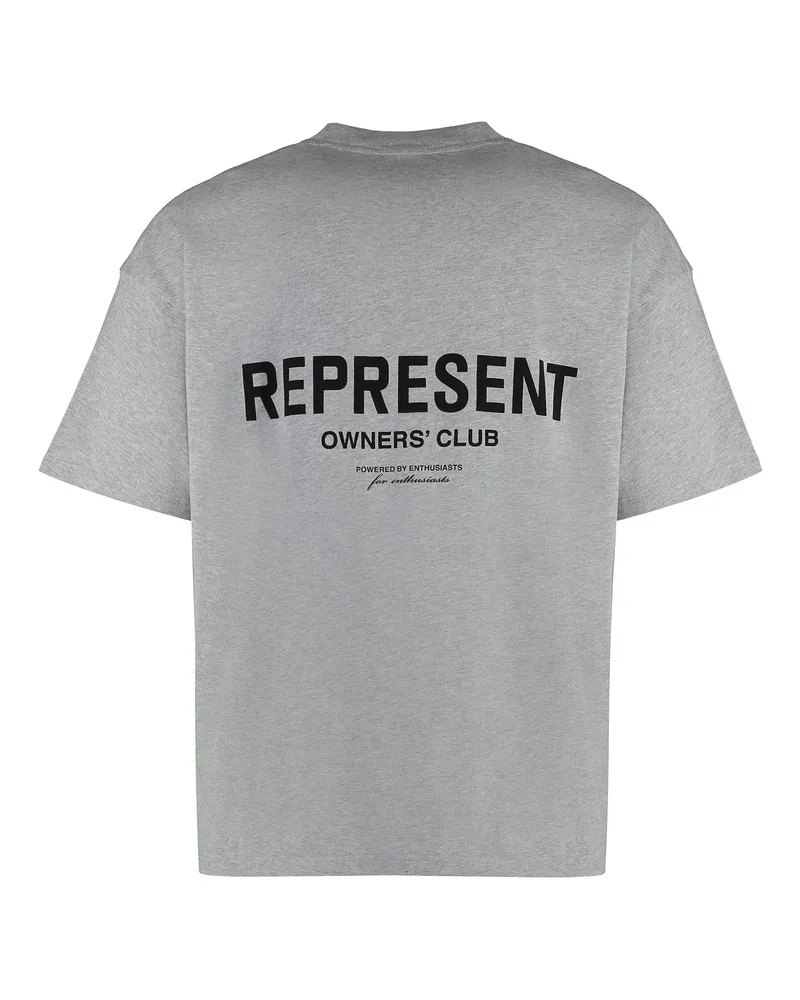 REPRESENT Men's Grey Cotton Crew-Neck T-Shirt T-Shirts And Polos Gray