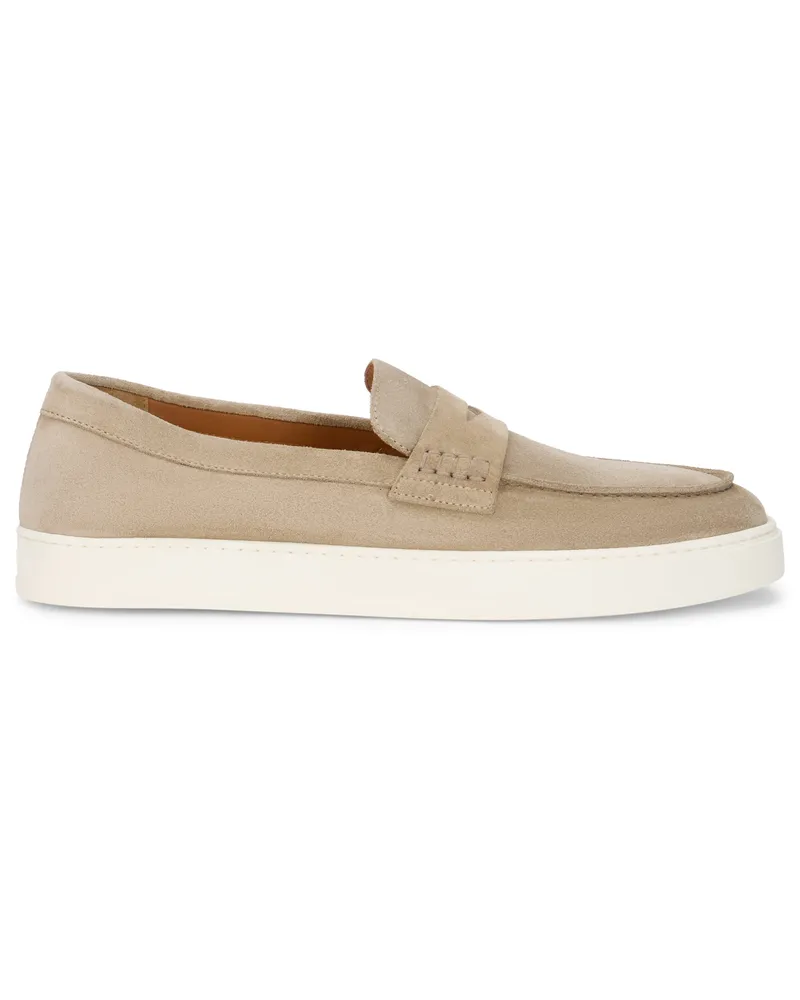 Doucal´s Men's Slip-On Moccasins Suede Sand Calfskin Loafers Beige