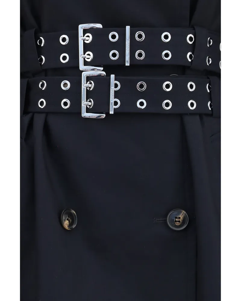 Ganni Women's Trench Coat Black Cotton Black