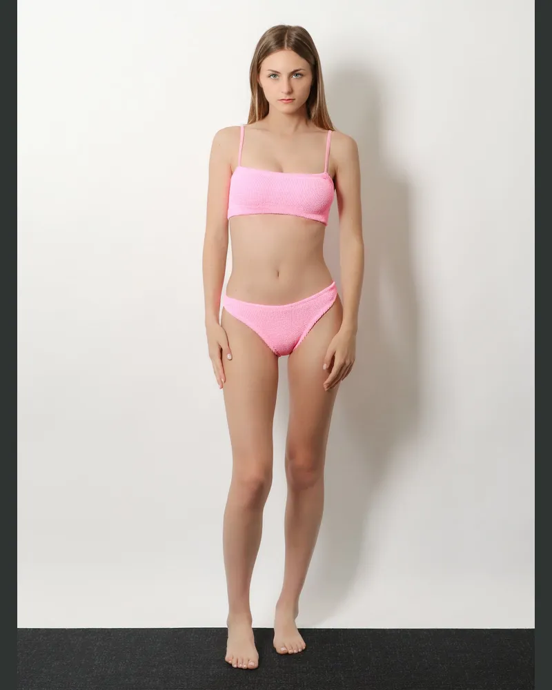 Hunza G Women's Bikini Top Original Crinkle Pink Polyamide Swimwear Sea Clothing Pink