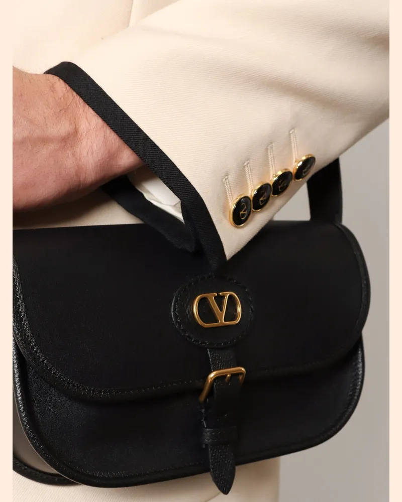 Valentino Garavani Men's Leather Crossbody Bag Black Shoulder Black