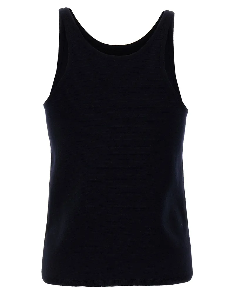 Max Mara Stretch Wool Knit Tank Top — Black Black