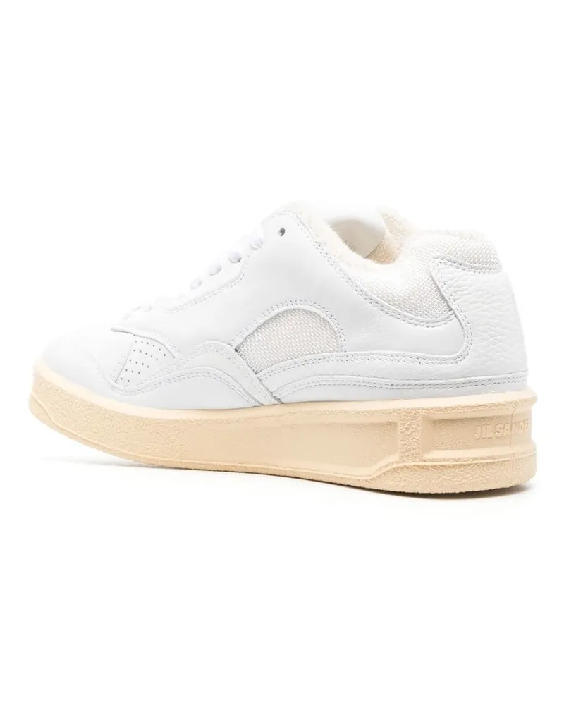 Jil Sander Perforated Calf Leather Sneaker — White White