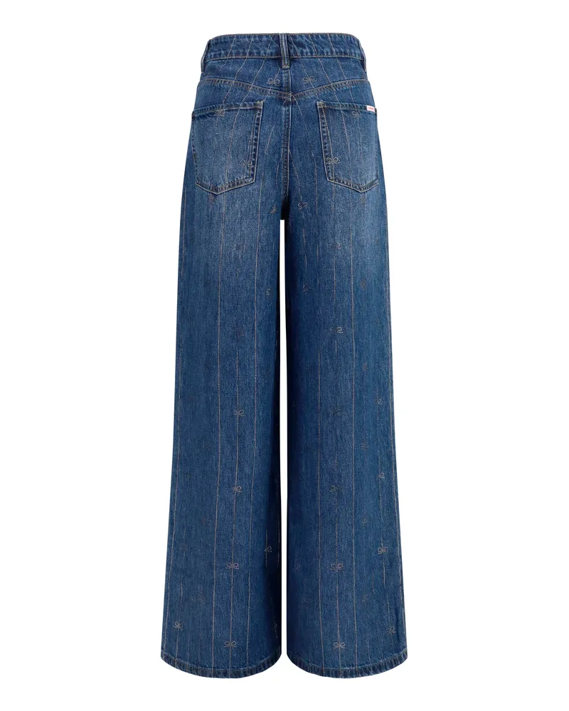 Self-Portrait Women's Jeans Crystal-Striped Blue Lyocell Blue