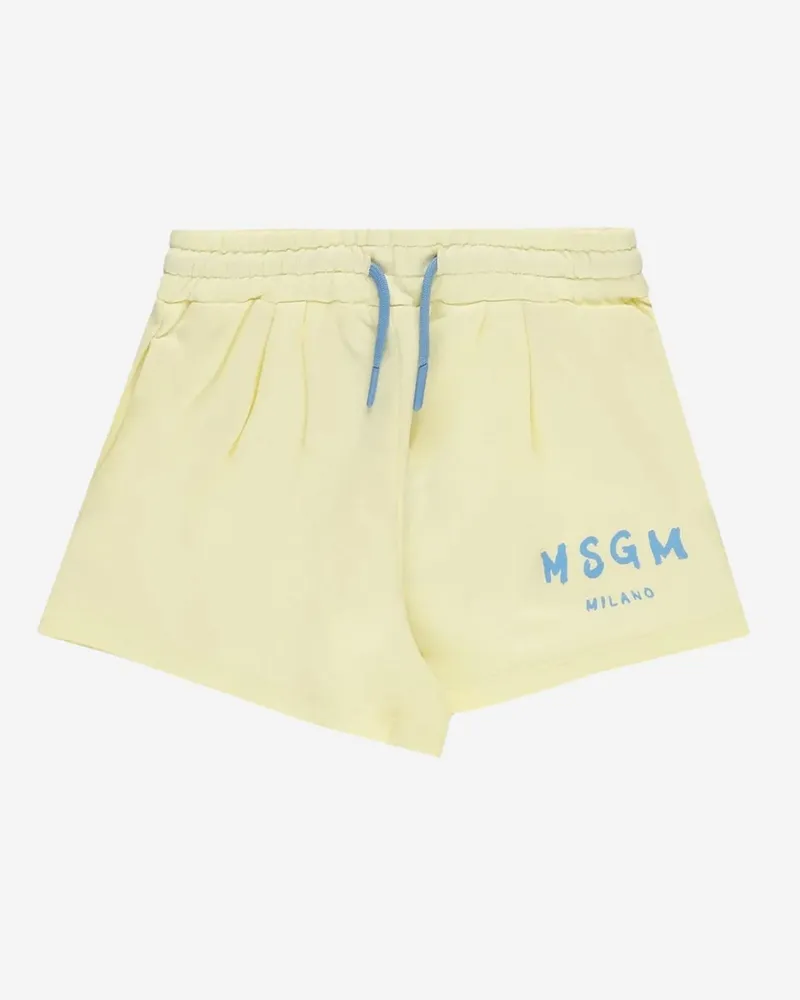 MSGM Kids' Shorts Cotton Logo Yellow Yellow