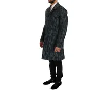 Men's Blue Camouflage Trench Hemp Clothing