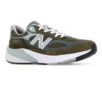 Unisex Multicolor Mesh And Suede 990v6 Sneakers Olive