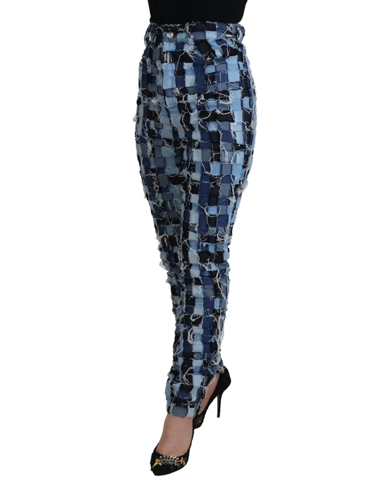 Dolce & Gabbana Women Multicolor Patchwork Cotton Denim Jeans Elastane Clothing Blue