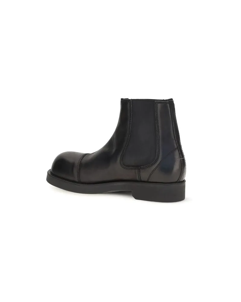 Maison Margiela Men's Black Calf Leather Bos Taurus Chelsea Boots Black