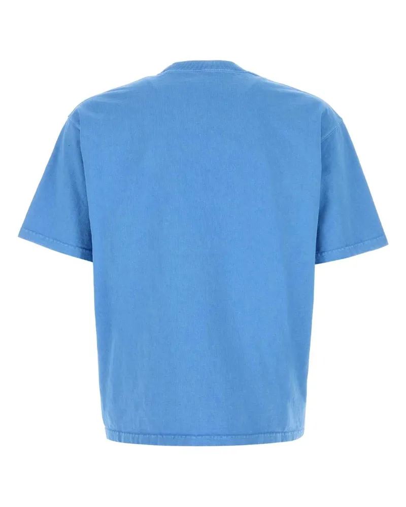 Prada Men Light Blue Cotton T-Shirt Azzurro Exterior Blue