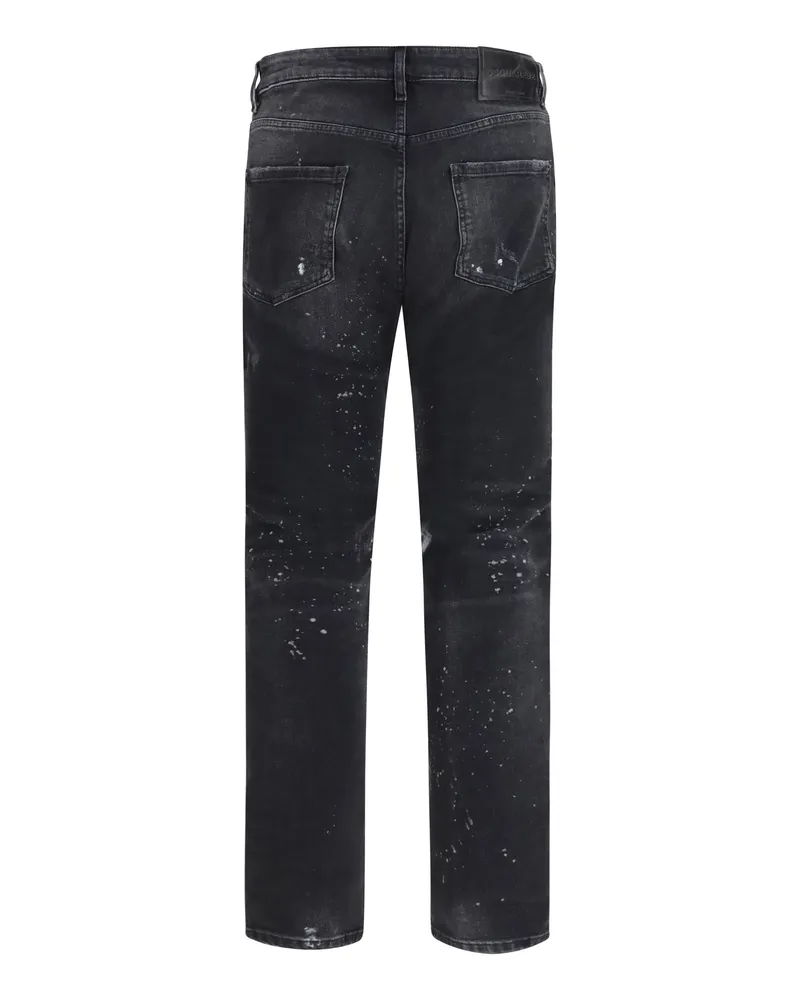 Dsquared2 Men's Teddy Dark Wash Stretch Denim Jeans Black Cotton; Elastane Black