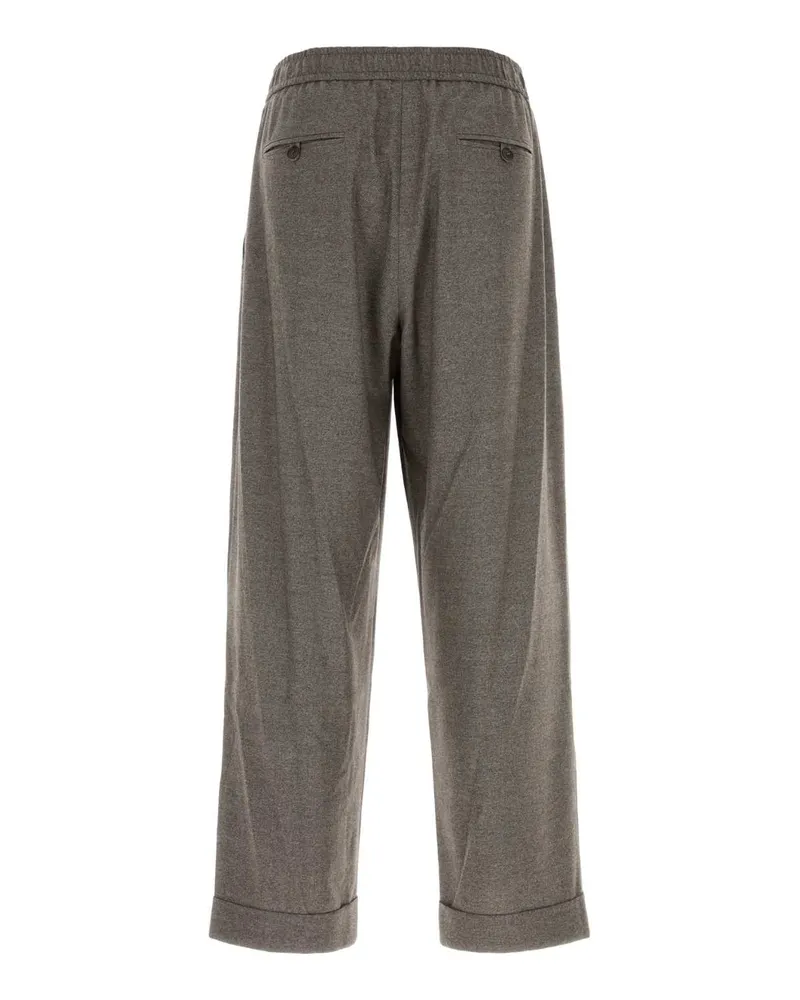 Giorgio Armani Men's Melange Brown Wool Blend Pant Rain Drum Pantaloni Trousers Gray