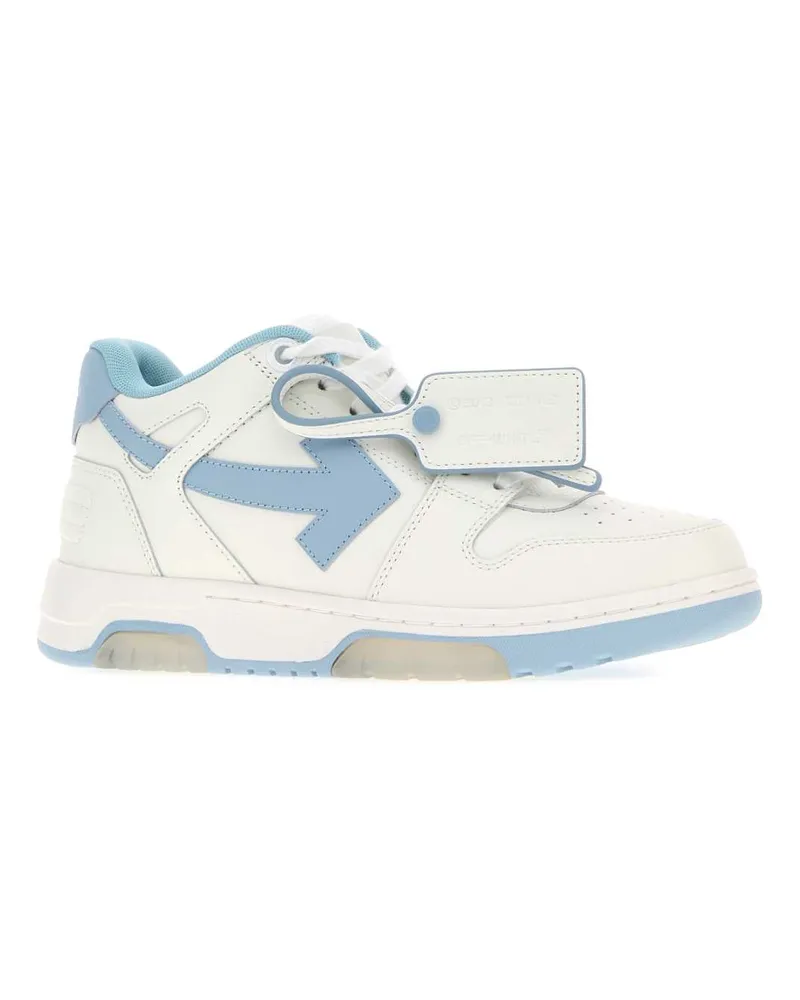 OFF-WHITE Women's White Leather Out Of Office Sneakers White-Light Blue White/light White