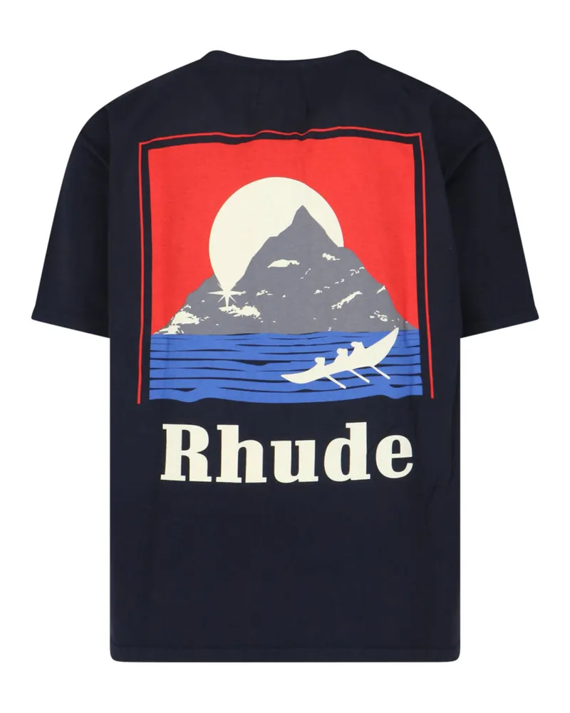 RHUDE Men's T-Shirts And Polos Black Cotton Navy