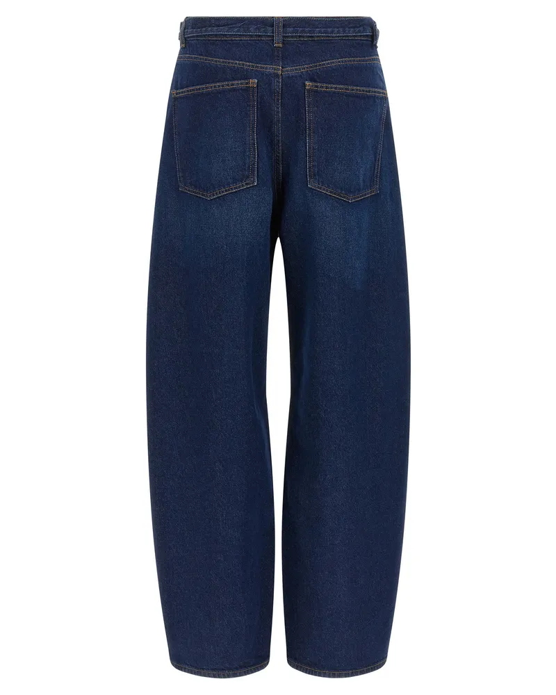 Twin-Set High-Waist Barrel Silhouette Jeans — Navy Navy