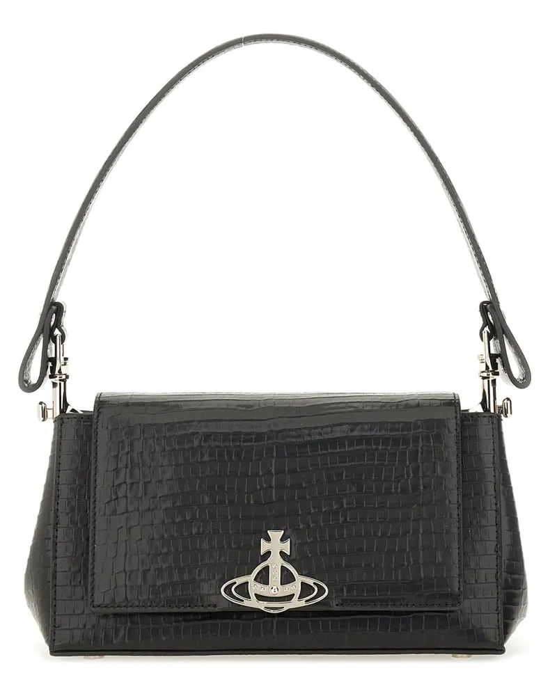 Vivienne Westwood Women's Handbag Hazel Medium Black Calf Leather Handbags Hand Bags Black