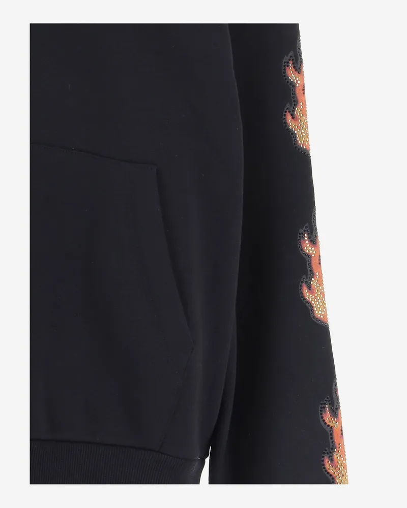 Just Cavalli Rhinestone-Embellished Logo Print Sweatshirt — Black Black