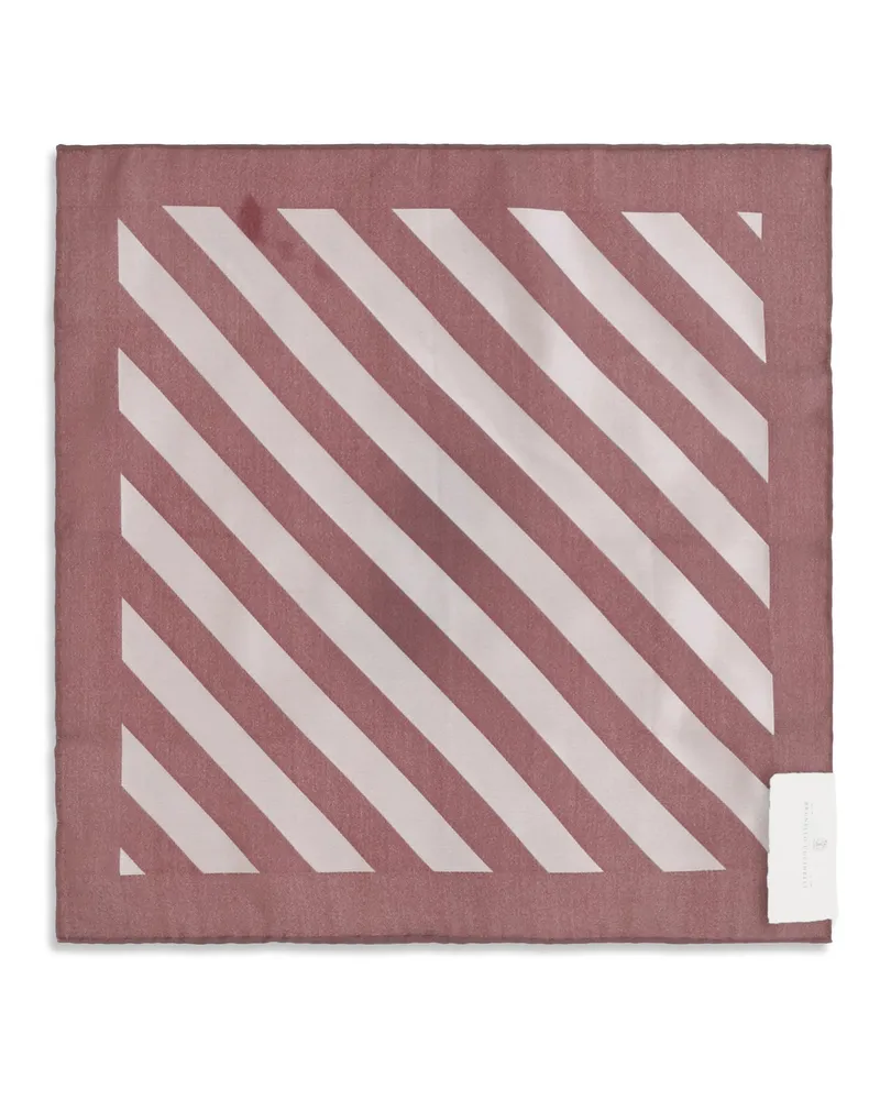 Brunello Cucinelli Striped Cotton Pocket Square — Cherry Cherry