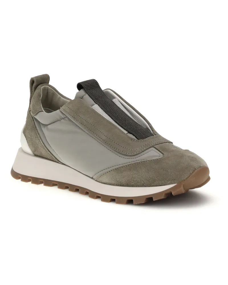Brunello Cucinelli Women's Sneakers With Precious Detail New Kaky Beige