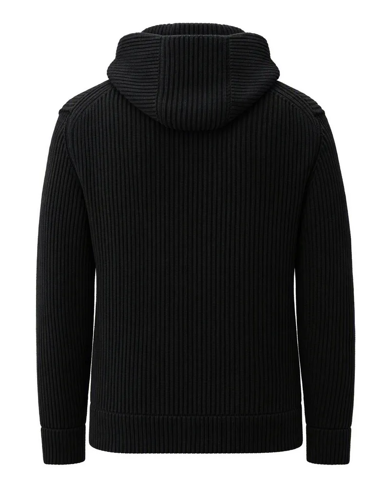 C.P. Company Ribbed Wool-Blend Hoodie — Black Black