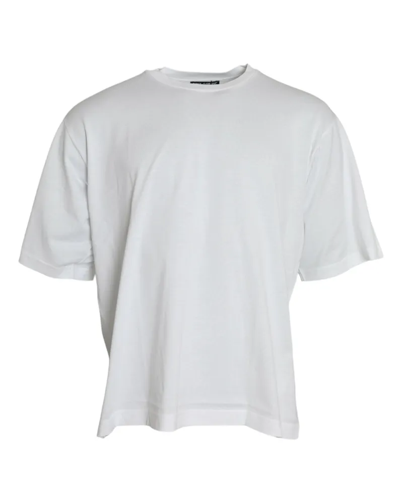 Dolce & Gabbana Men's White Cotton Short Sleeves Crewneck T-Shirt White