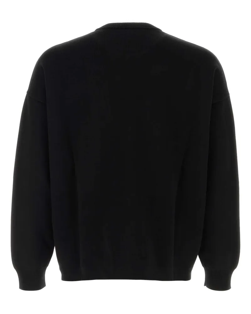 Loewe Men Black Cotton Blend Sweater Blackwhite Maglie Black