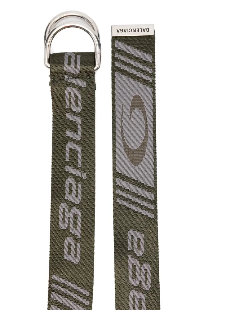 Balenciaga Logo-Embroidered Fabric Belt — Green Green