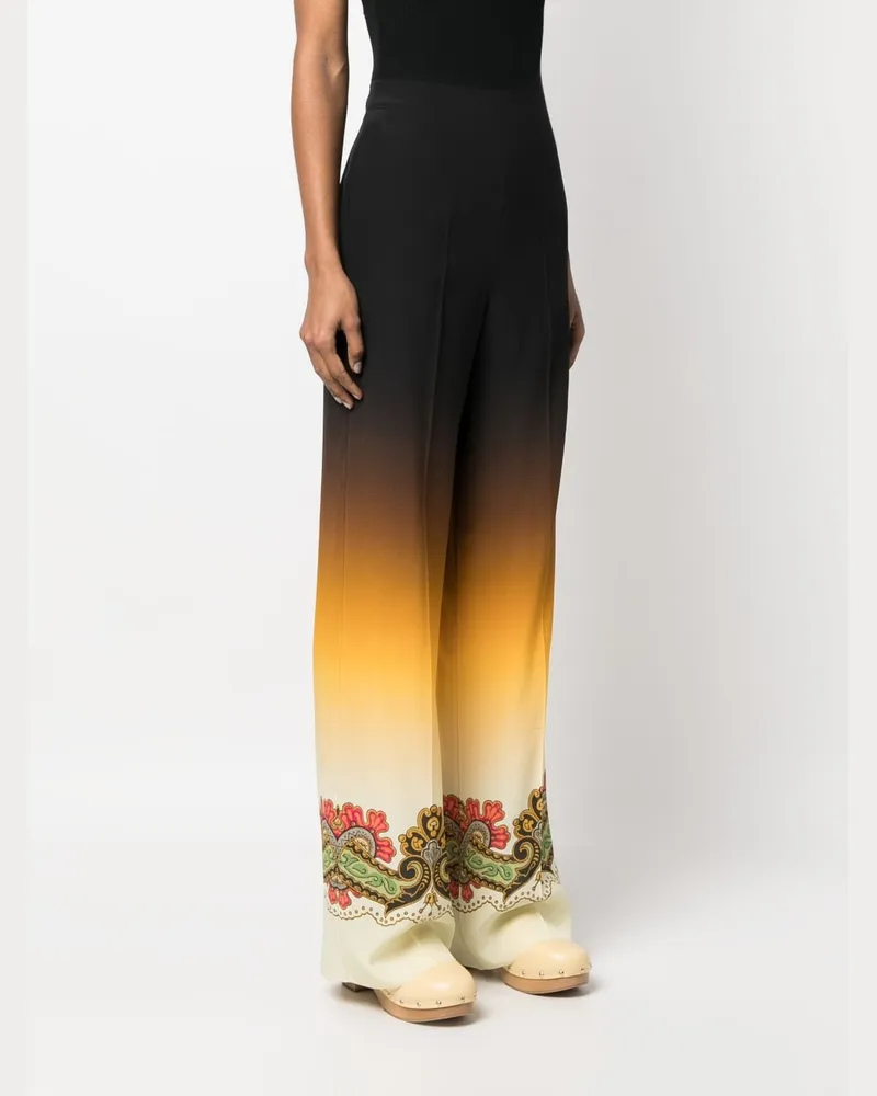 Etro Graphic-Print Ombré Trousers — Black Black