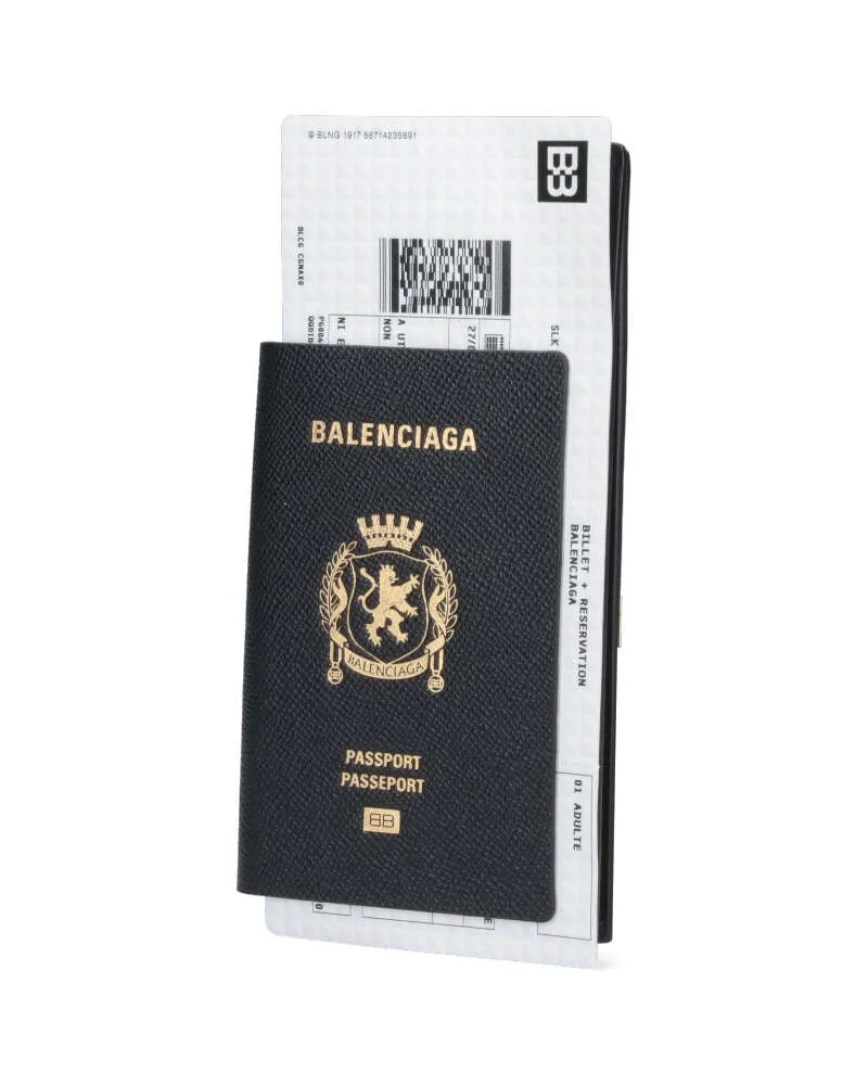 Balenciaga Men's Wallets Black Calf Leather Black