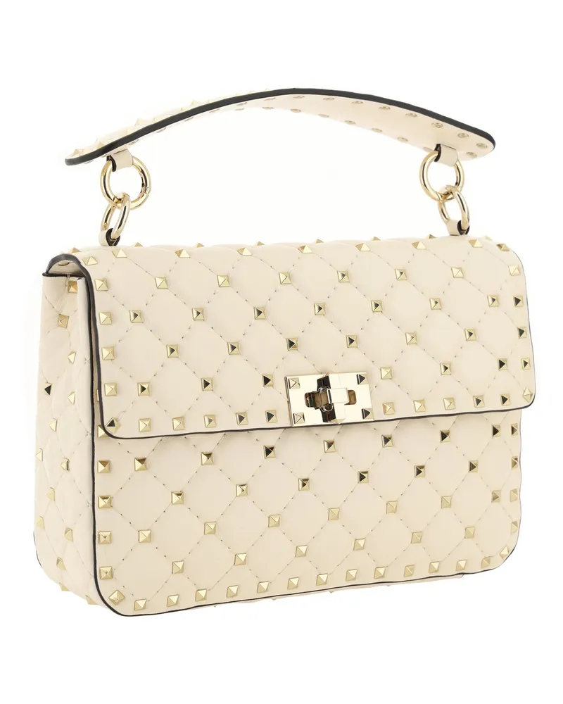 Valentino Garavani Women's Rockstud Spike Handbag Light Ivory Lamb Ovis Aries Handbags Hand Bags Beige