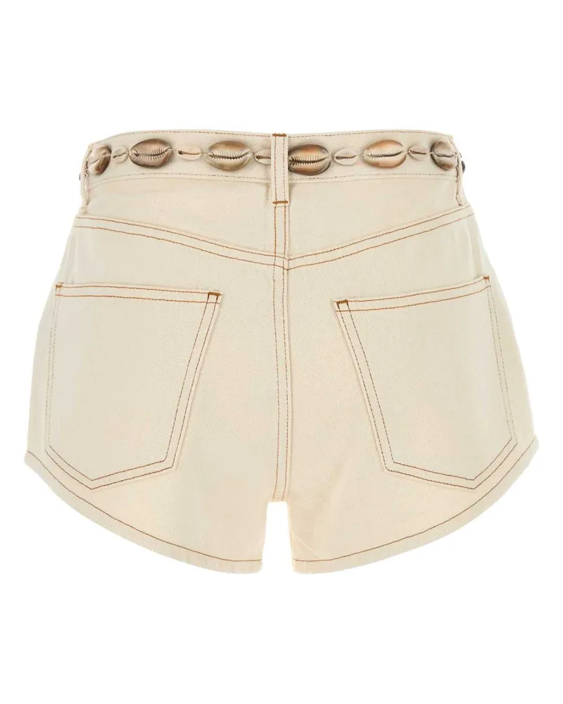 Alanui Women's Sand Denim Ocean Dream Shorts Whiteraw Exterior: Cotton White