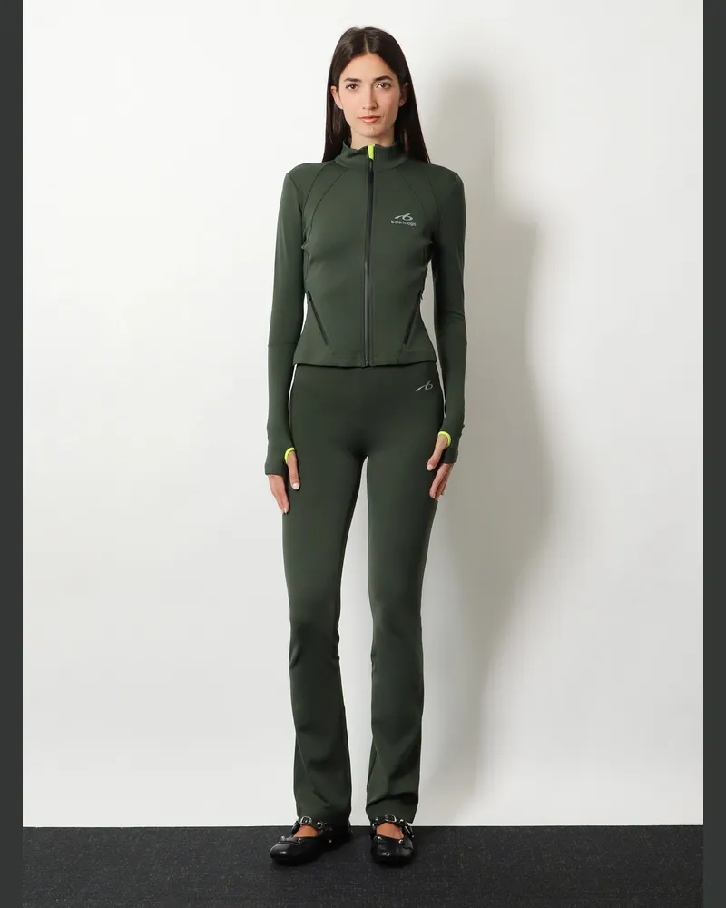Balenciaga Women's Leggings Flared Technical Fabric Green Polyester Trousers Green