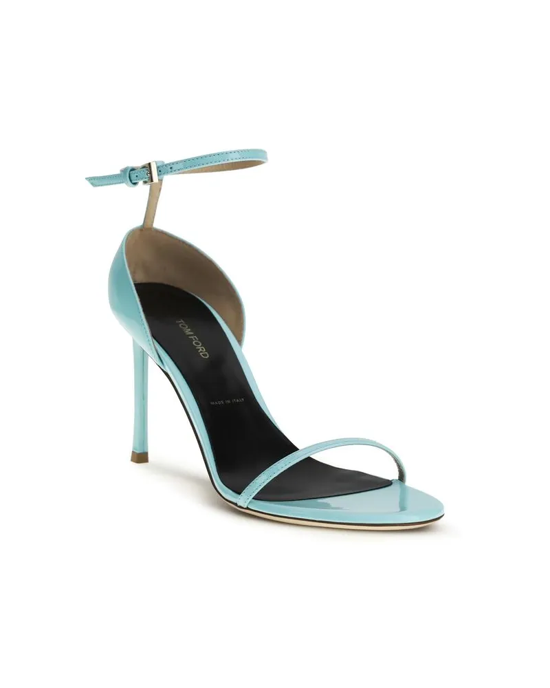 Tom Ford Women's Blue Calf Leather Bos Taurus Stiletto Heel Sandals Blue
