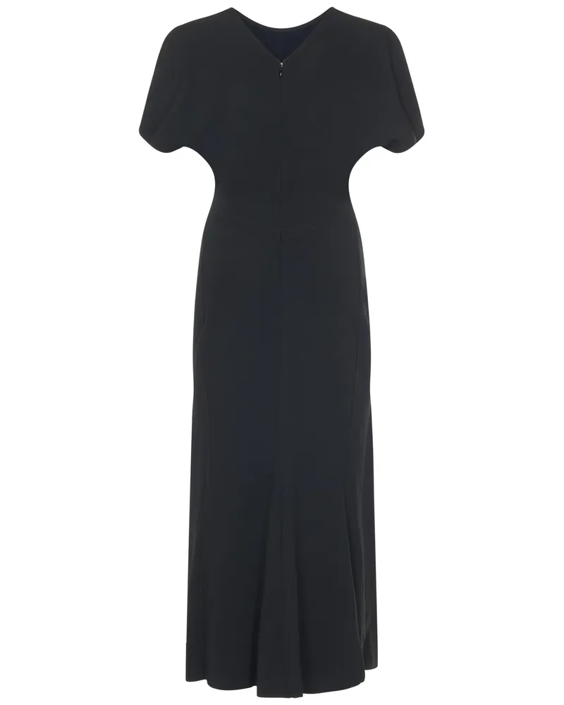 Victoria Beckham Women's Midi Dress Gathered Waist Black Viscose Black
