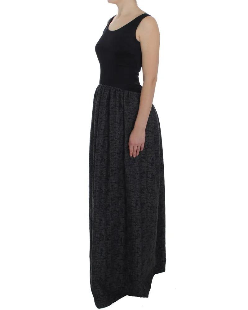 Dolce & Gabbana Women Black Gray Sheath Gown Full Length Dress Rayon Black
