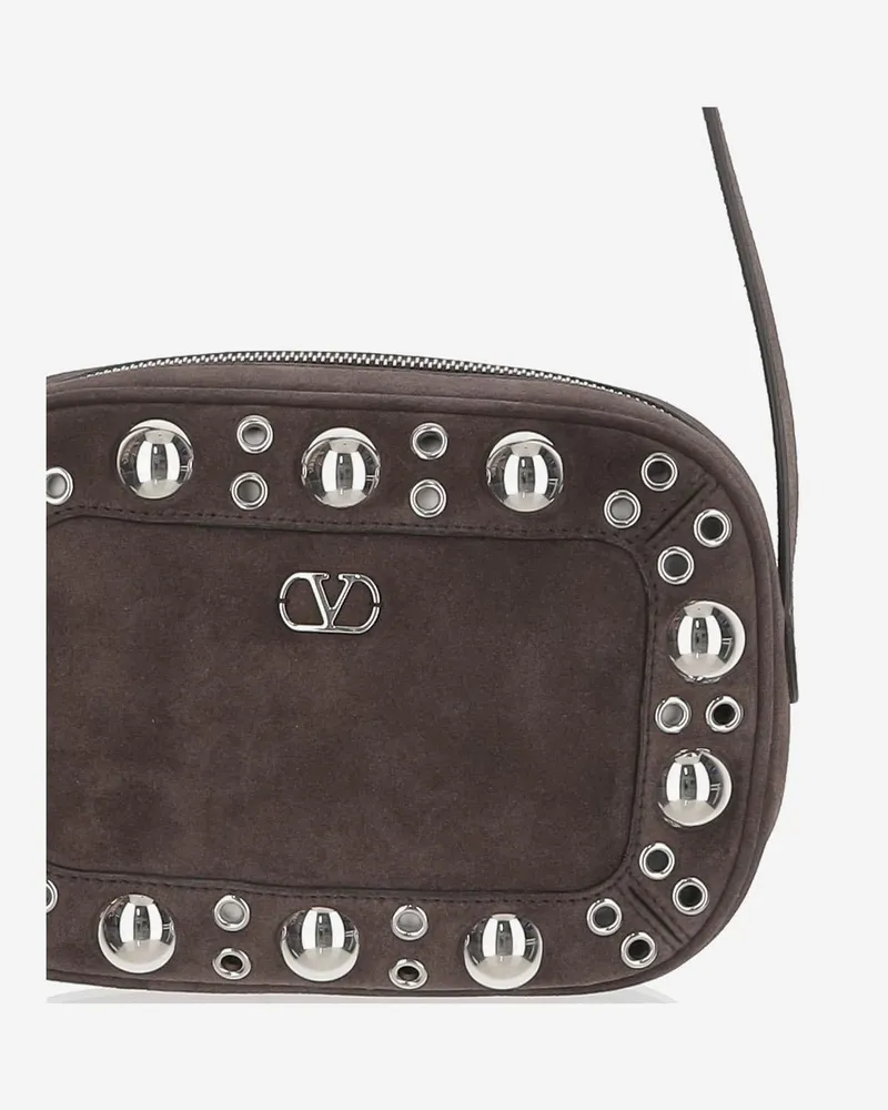 Valentino Garavani Women's Nellcôte Suede Shoulder Bag Brown Leather Brown