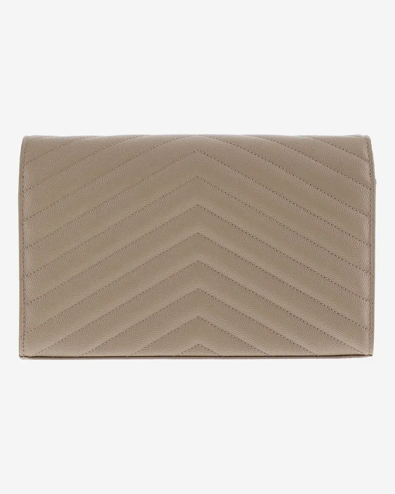 Saint Laurent Cassandre Leather Bag — Beige Beige
