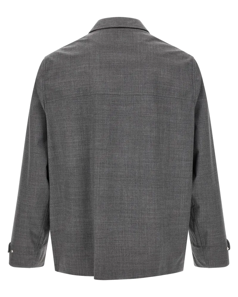 Brunello Cucinelli Men's Gray Virgin Wool Full-Length Jacket Clothing Gray