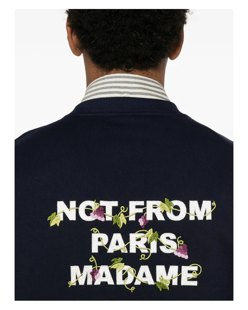 Drôle de Monsieur Floral-Embroidered Cotton Sweatshirt — Navy Navy