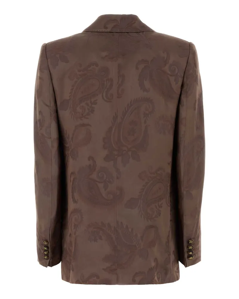 Etro Women's Embroidered Jacquard Blazer M0428 Giacche E Gilet Jacket Brown
