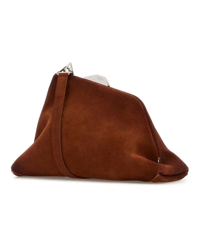 ATTICO Women's Caramel Suede Day Off Clutch Lightbrown Brown