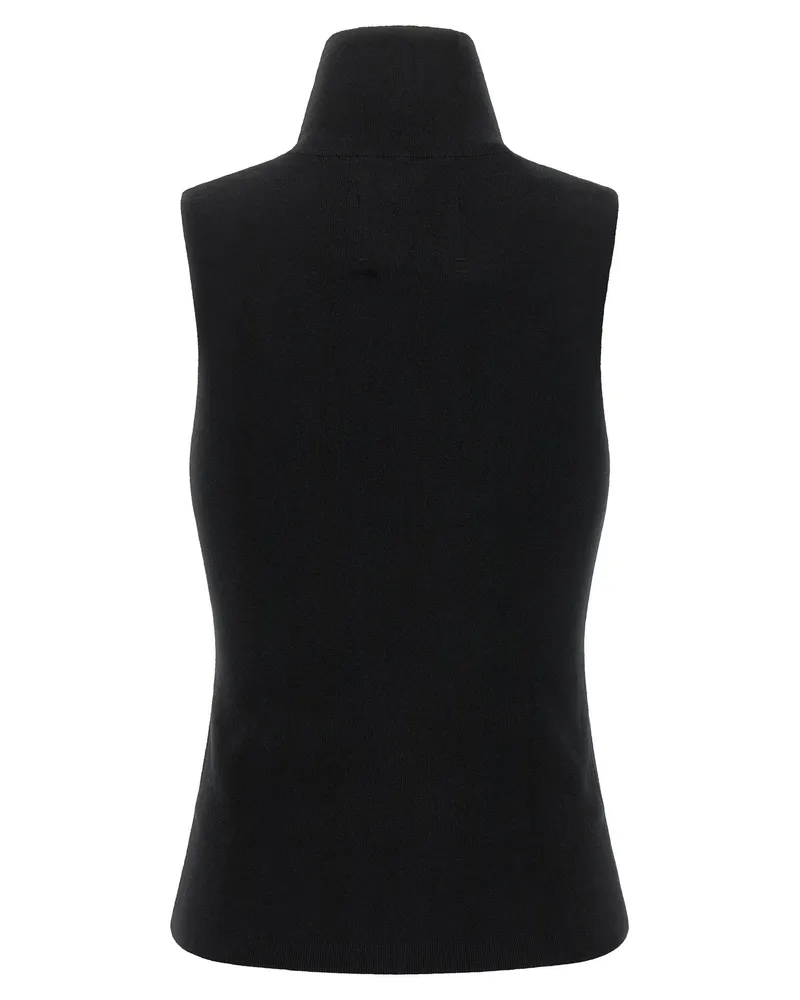 extreme cashmere Cashmere-Cotton Blend Turtleneck Tank Top — Black Black