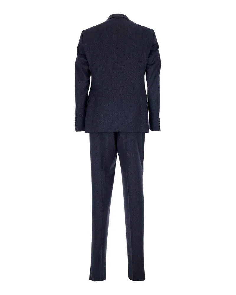 Emporio Armani Double-Breasted Virgin Wool Pant Suit — Blue Blue