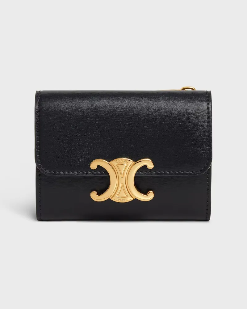 Celine Women's Portefeuille Triomphe Compact Black Petite Maroquinerie Black