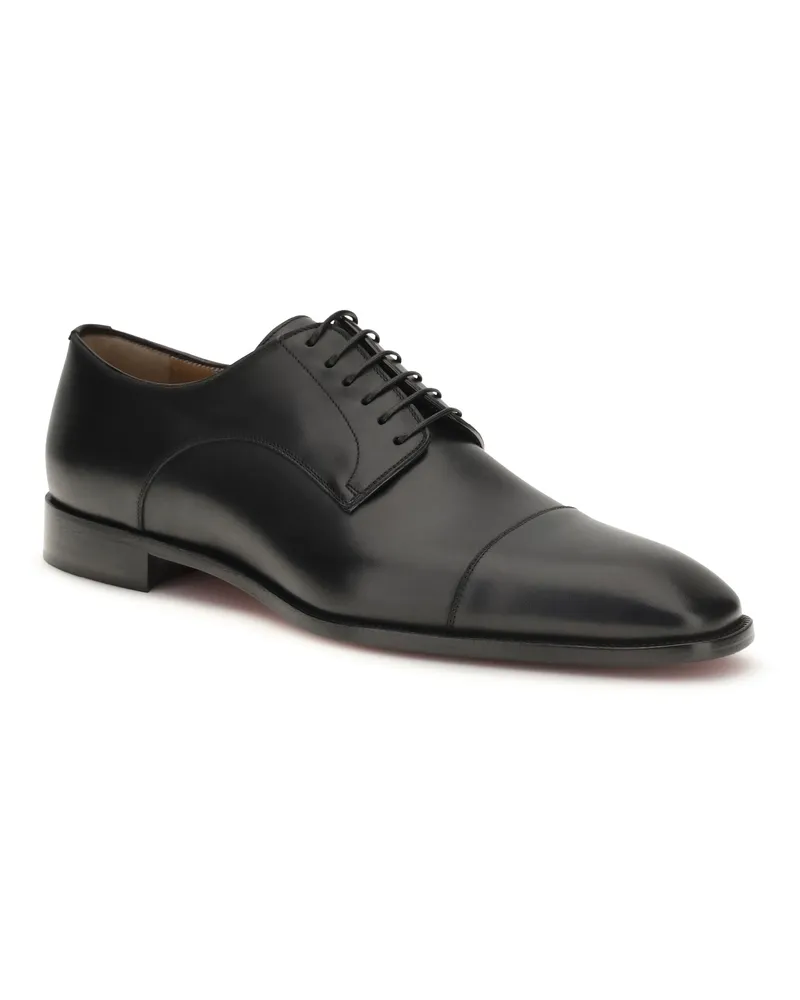 Christian Louboutin Men's Oxford Lace-Up Shoes Greggo Black Leather Calf Flat Black