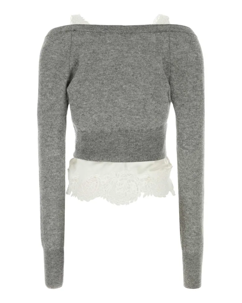 Ermanno Scervino Women's Two-Tone Cashmere And Stretch Silk Top Grigioblu Maglie Sweater Gray